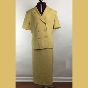 Morgan Miller Mustard Yellow Skirt Suit Sz 10